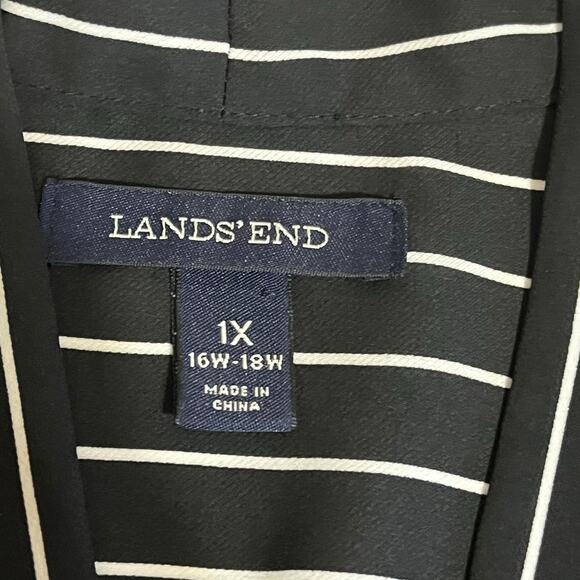 Lands End Black and White Striped Blouse Womens Size Extra Large- EUC - Picture 3 of 7